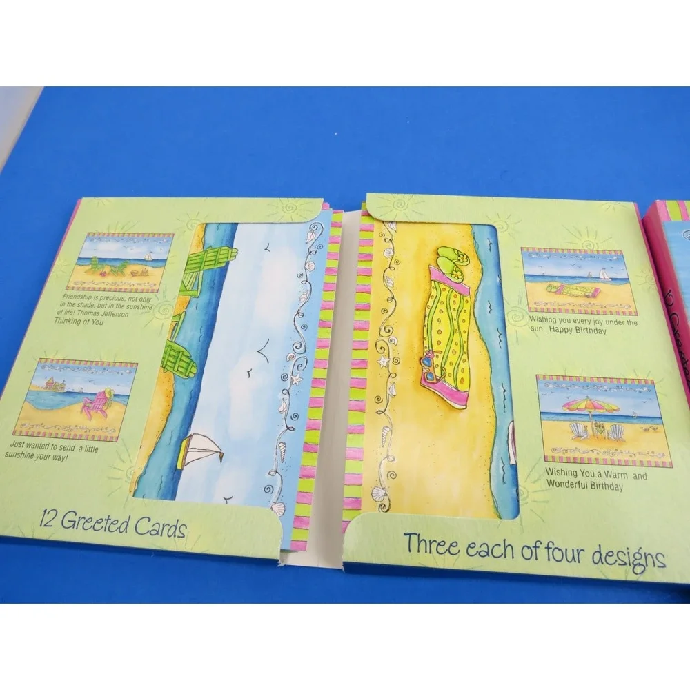 BJ Lantz Sunny Shores Beach Themed Stationery Greeting Cards Leanin Tree